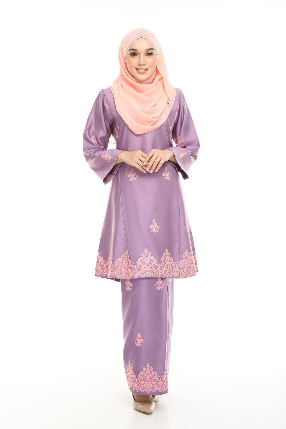  Baju  Kurung  Riau  Mawar Lilac Purple Omar Ali