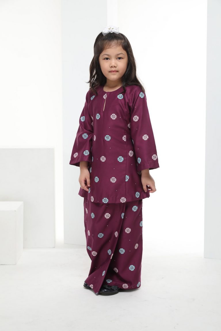  Baju  Kurung Warna  Warni  Kids Magenta Purple Omar Ali