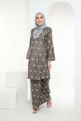  Baju  Kurung Warna  Warni  Light Grey Omar Ali